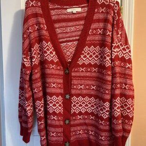 NWOT! Loft V neck button down sweater size XL